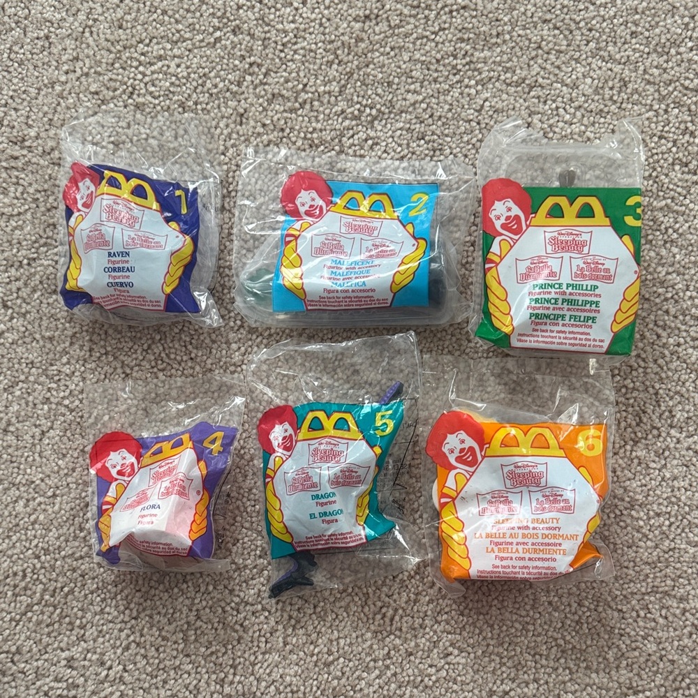 Sleeping Beauty McDonald’s Happy Meal Full Set – 6 Toys, New in Package